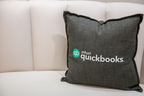 pillow with QuickBooks logo