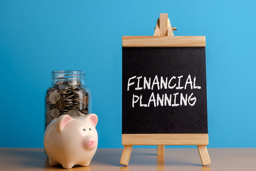 financial planning and a piggy bank